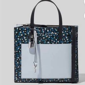 Marc Jacobs Mini Grind Printed Leather Tote H007L01FA21 Blue Mirage Multi